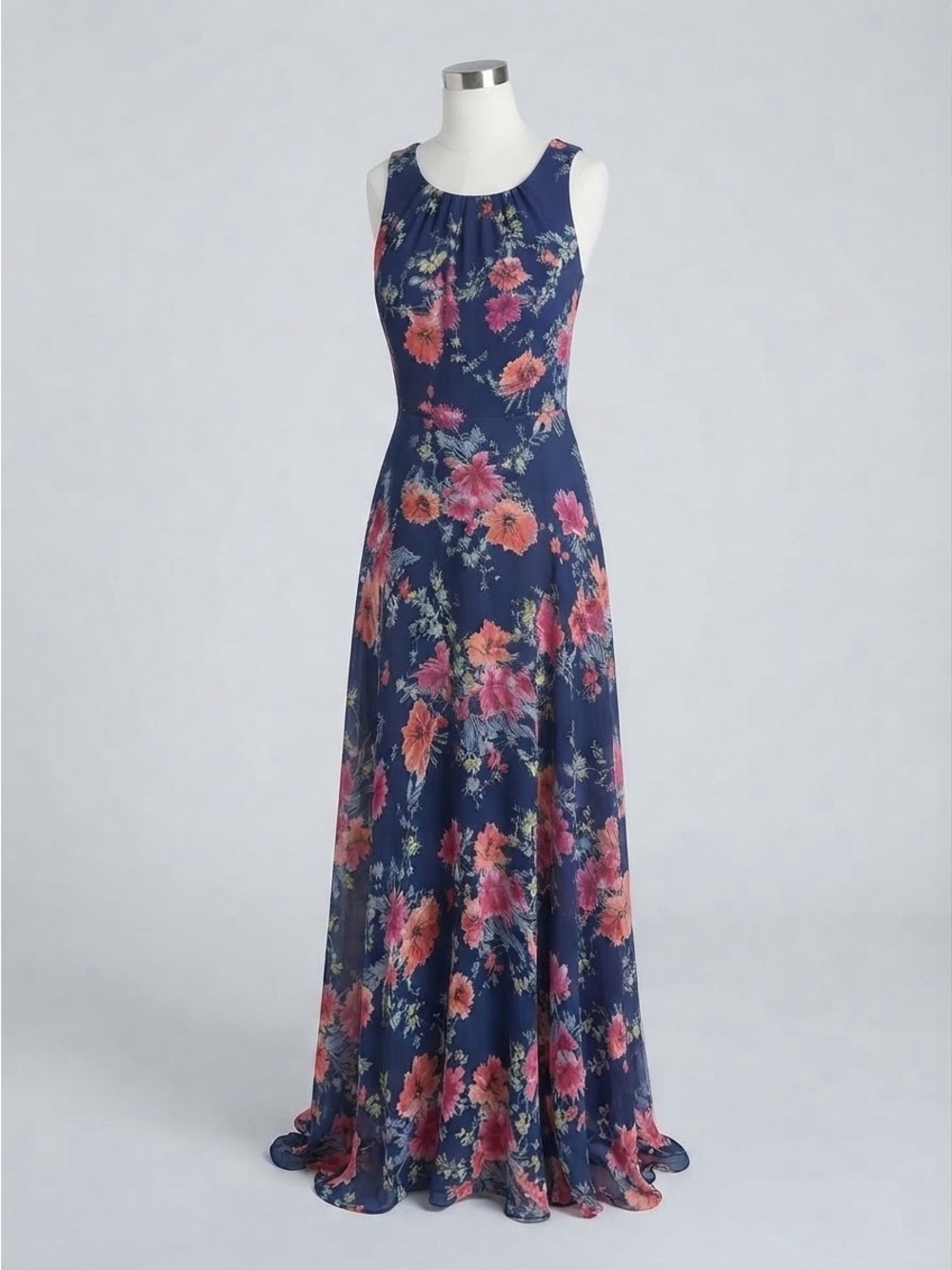 R&K Navy Floral Sleeveless Maxi Dress